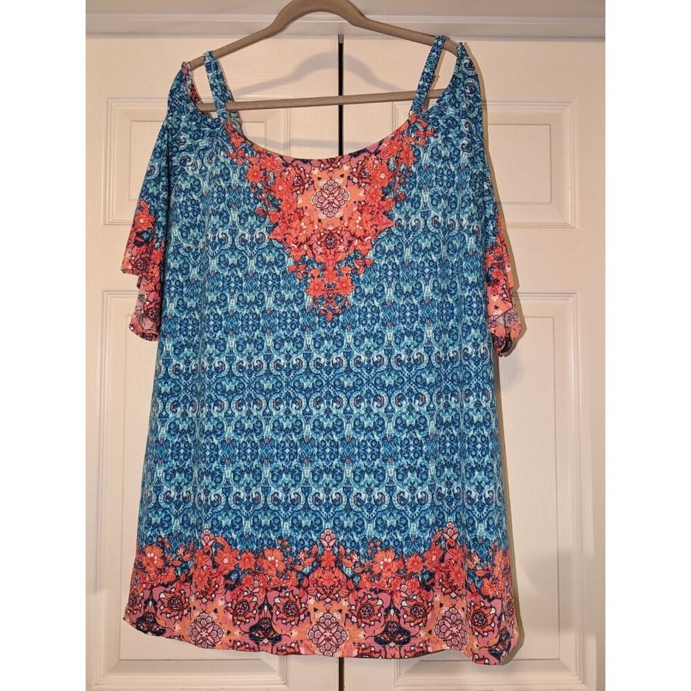 Avenue Zoey Cold Shoulder Tunic - Size 22/24 - NWT - Red Scarf